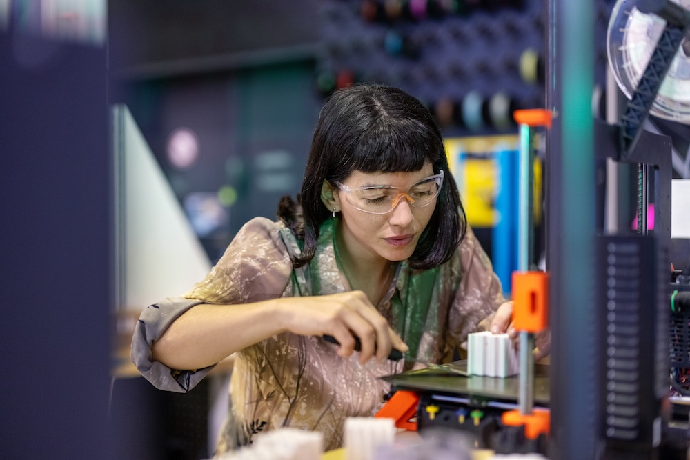 Woman 3D printing
