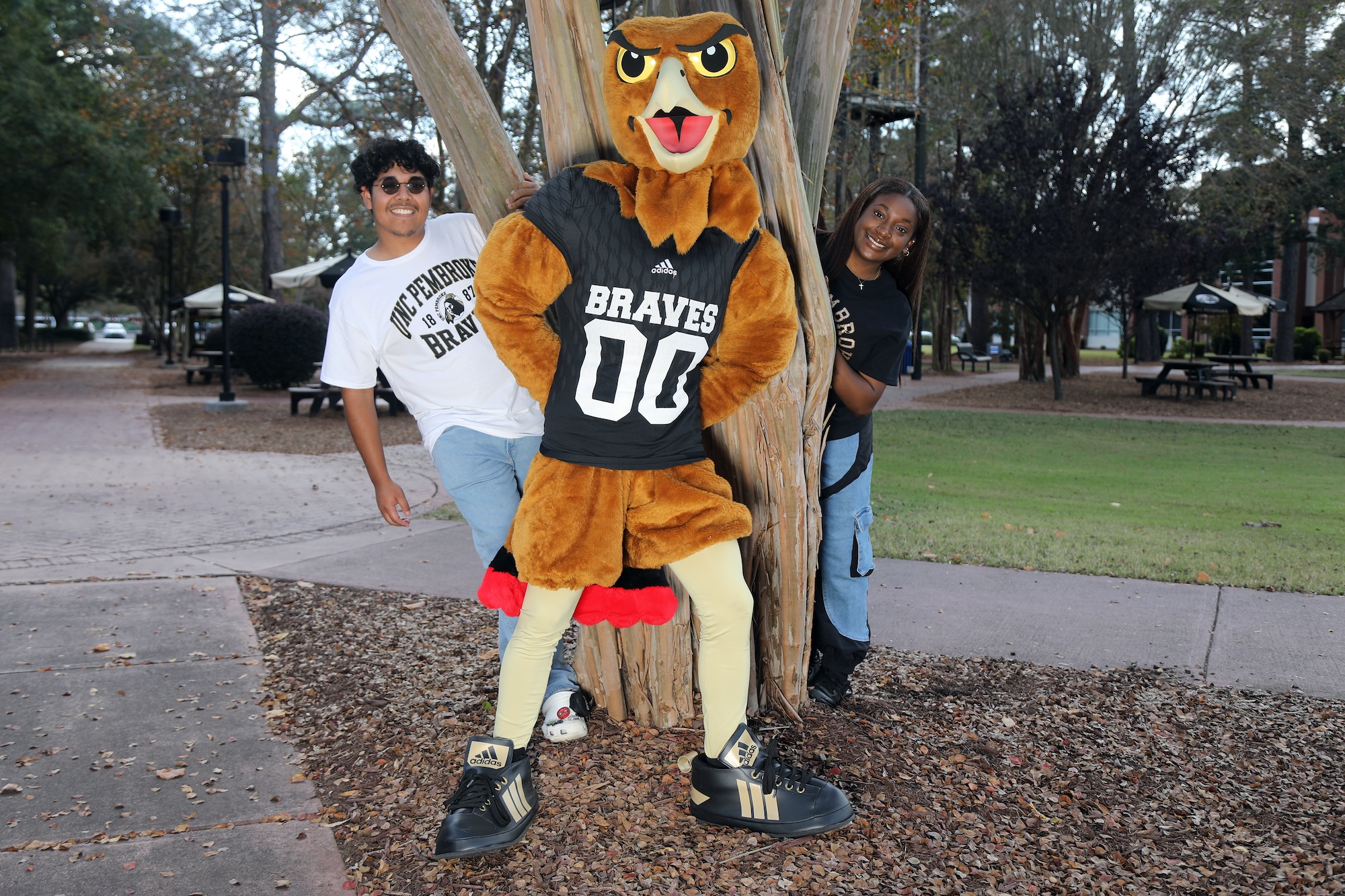 Orientation leaders UNCP with BraveHawk