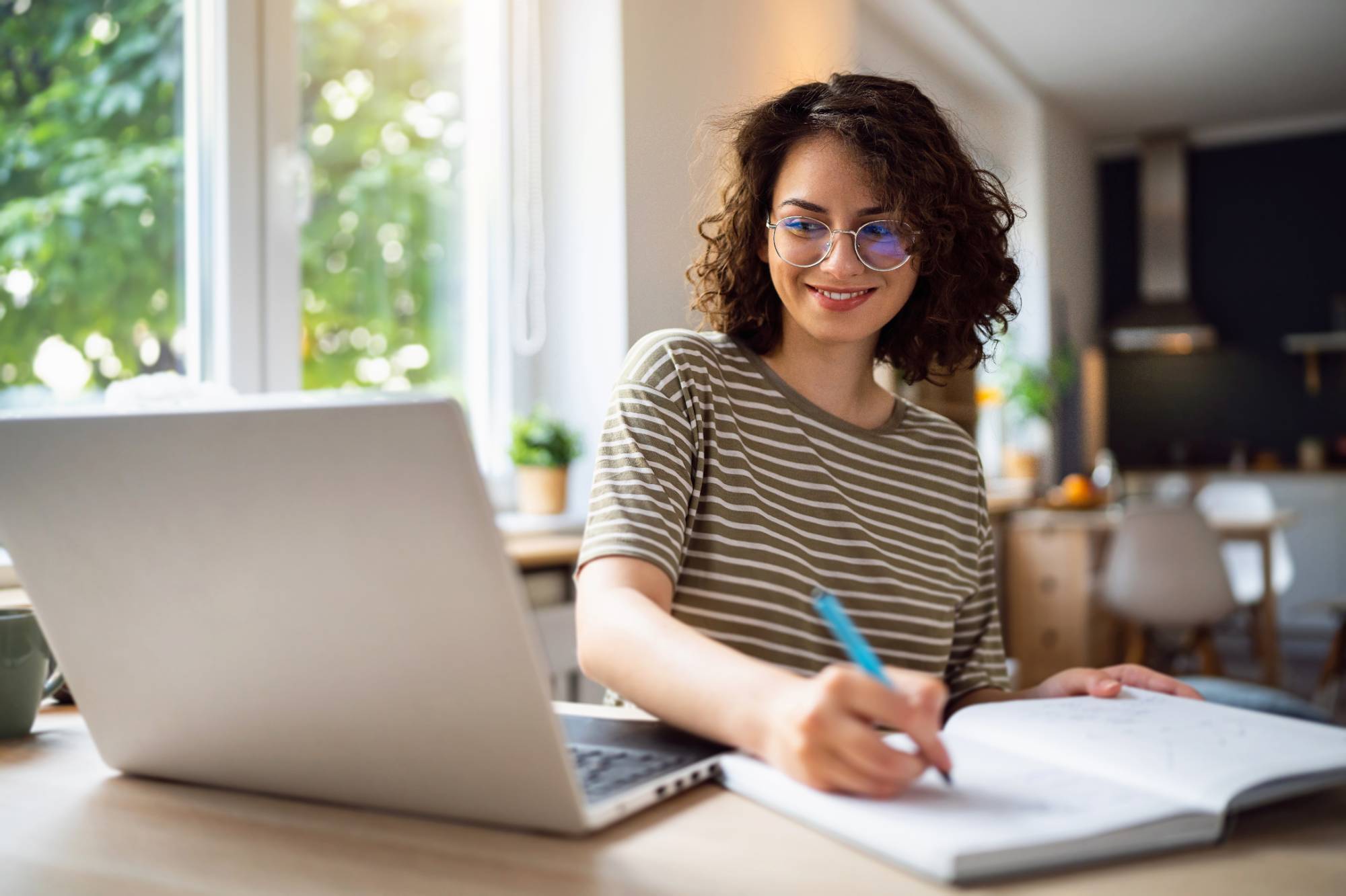 Student uses a laptop for research