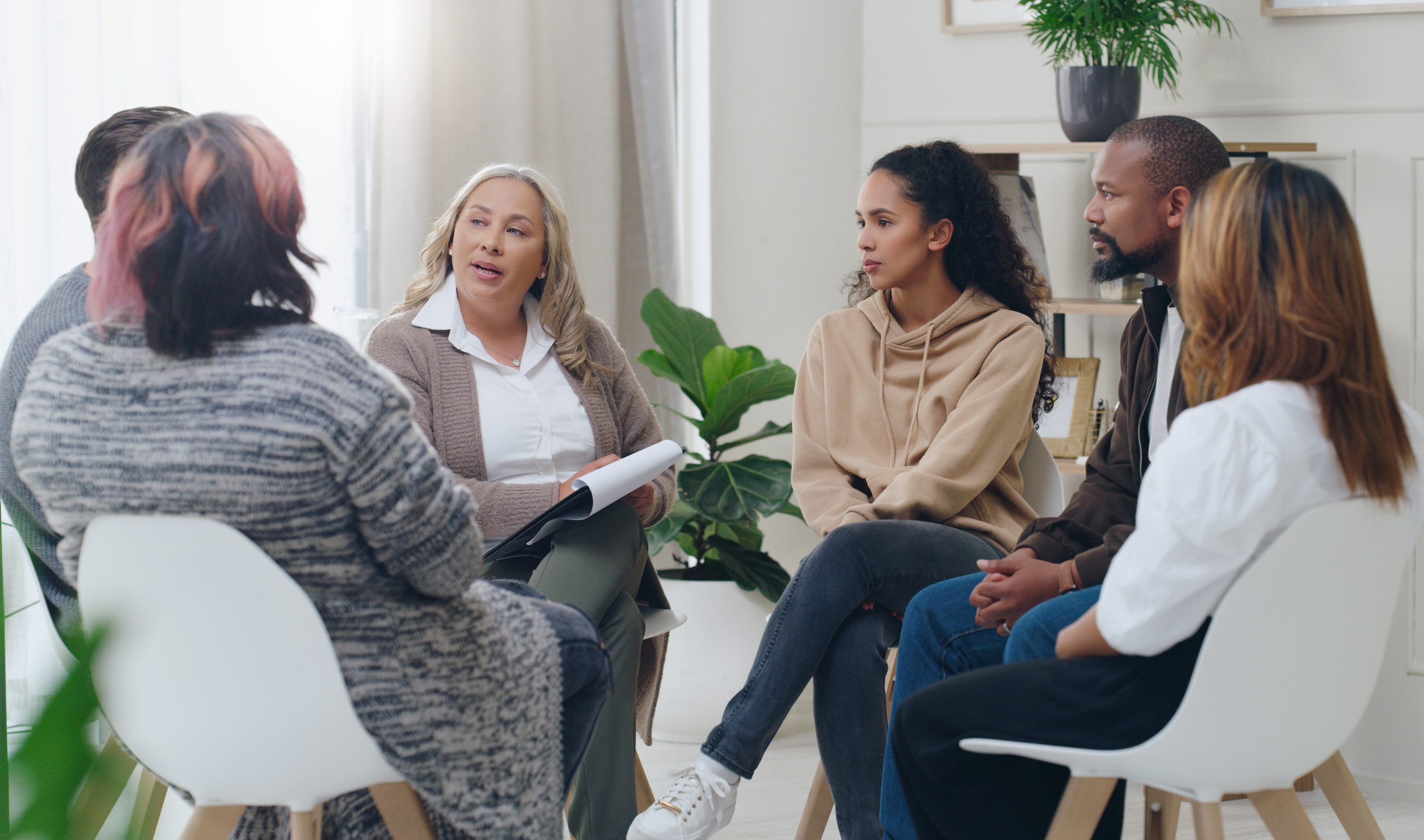 Counselor with patients