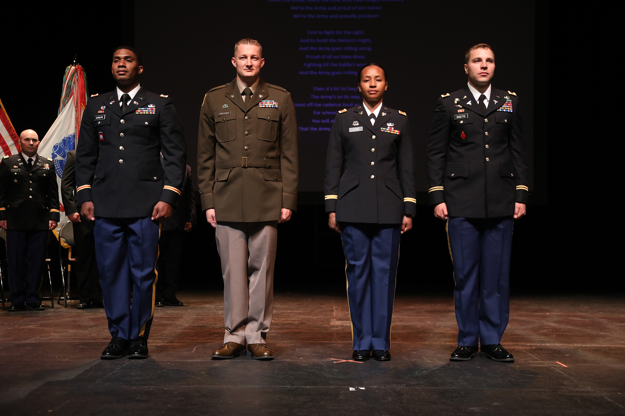 a row of military graduates at UNC Pembroke