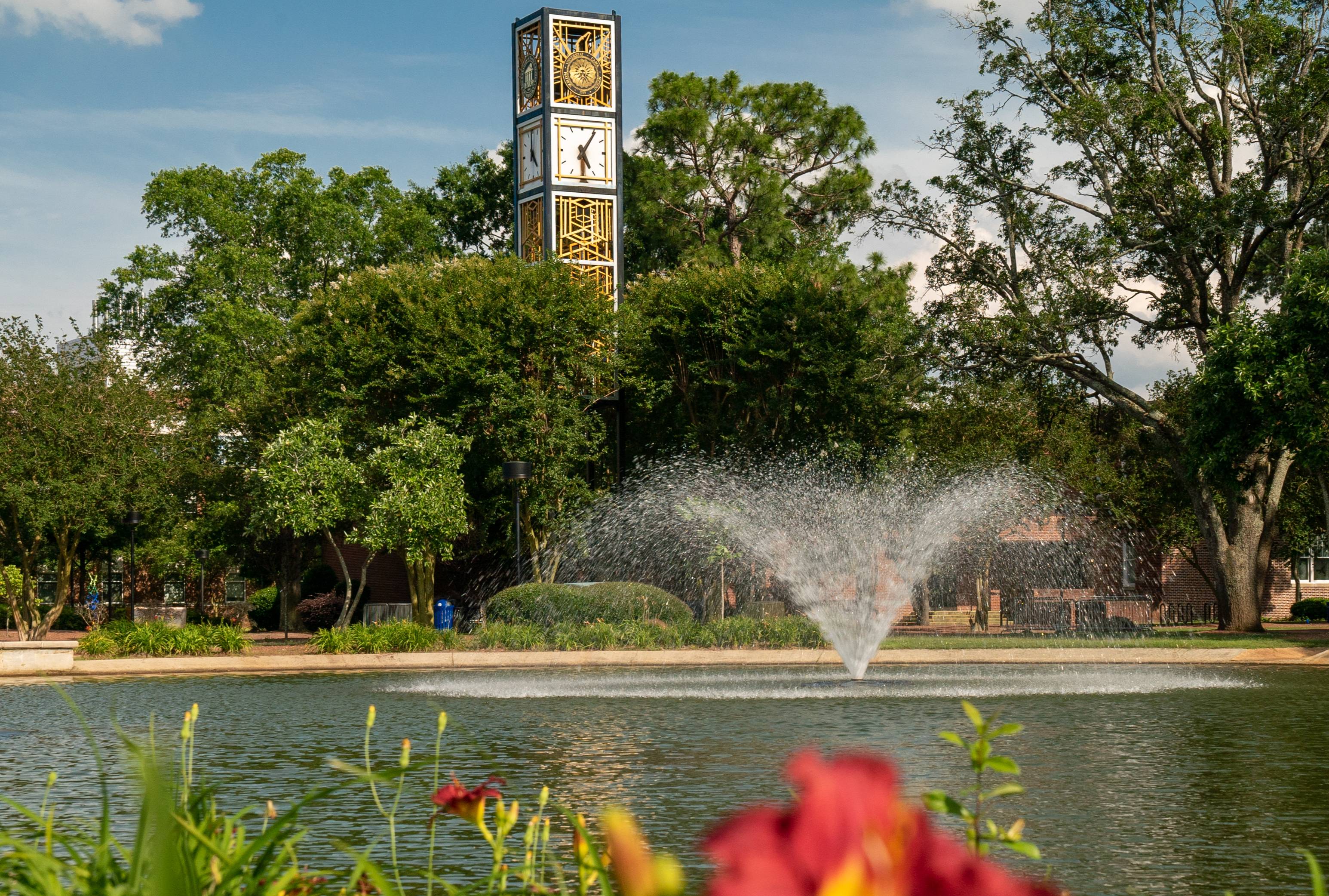 bell tower and water feature UNCP