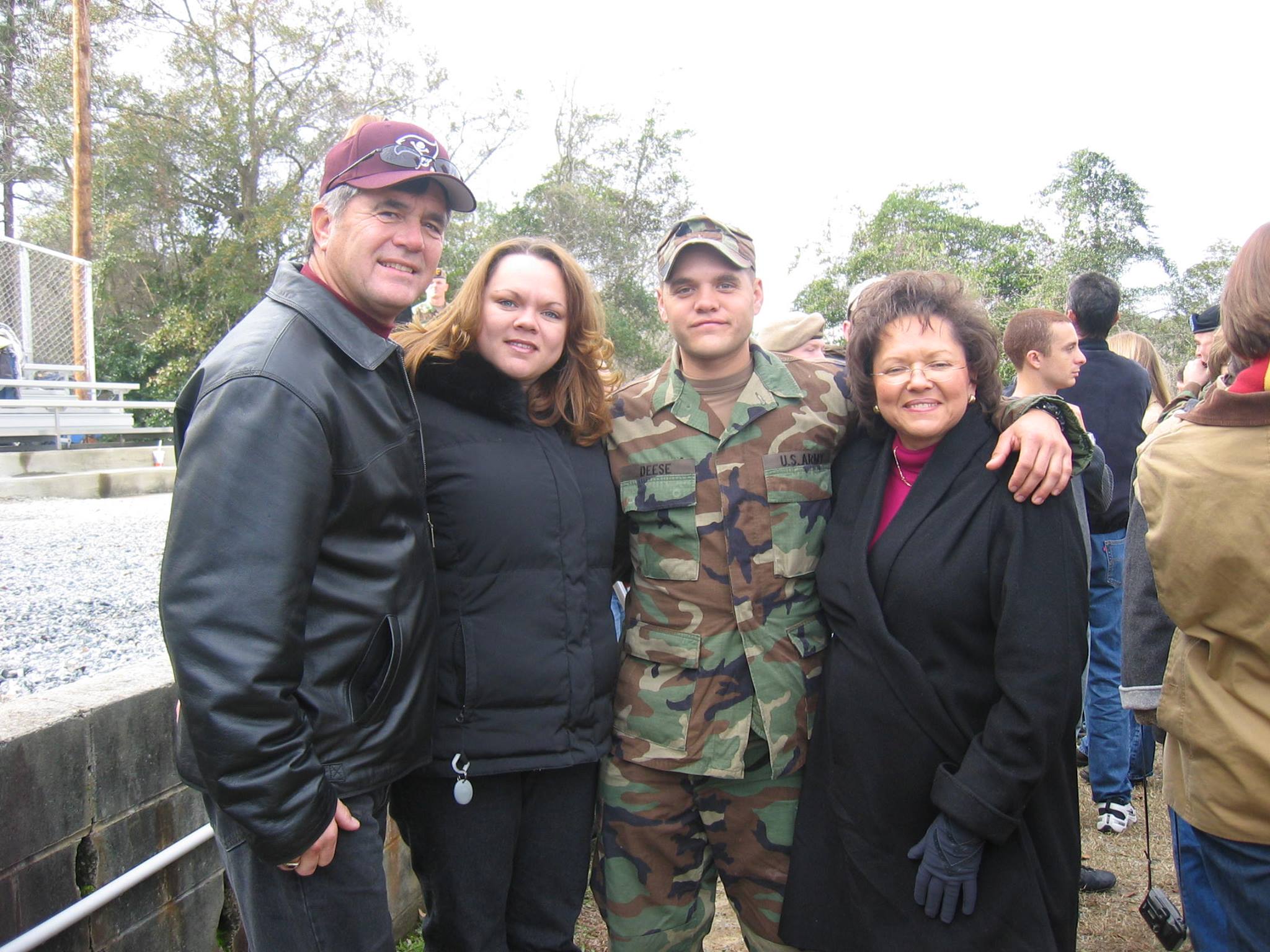 Josh Deese (center) with his father Ronnie, sister Myra, and mother Rogena, at Ranger School graduation.