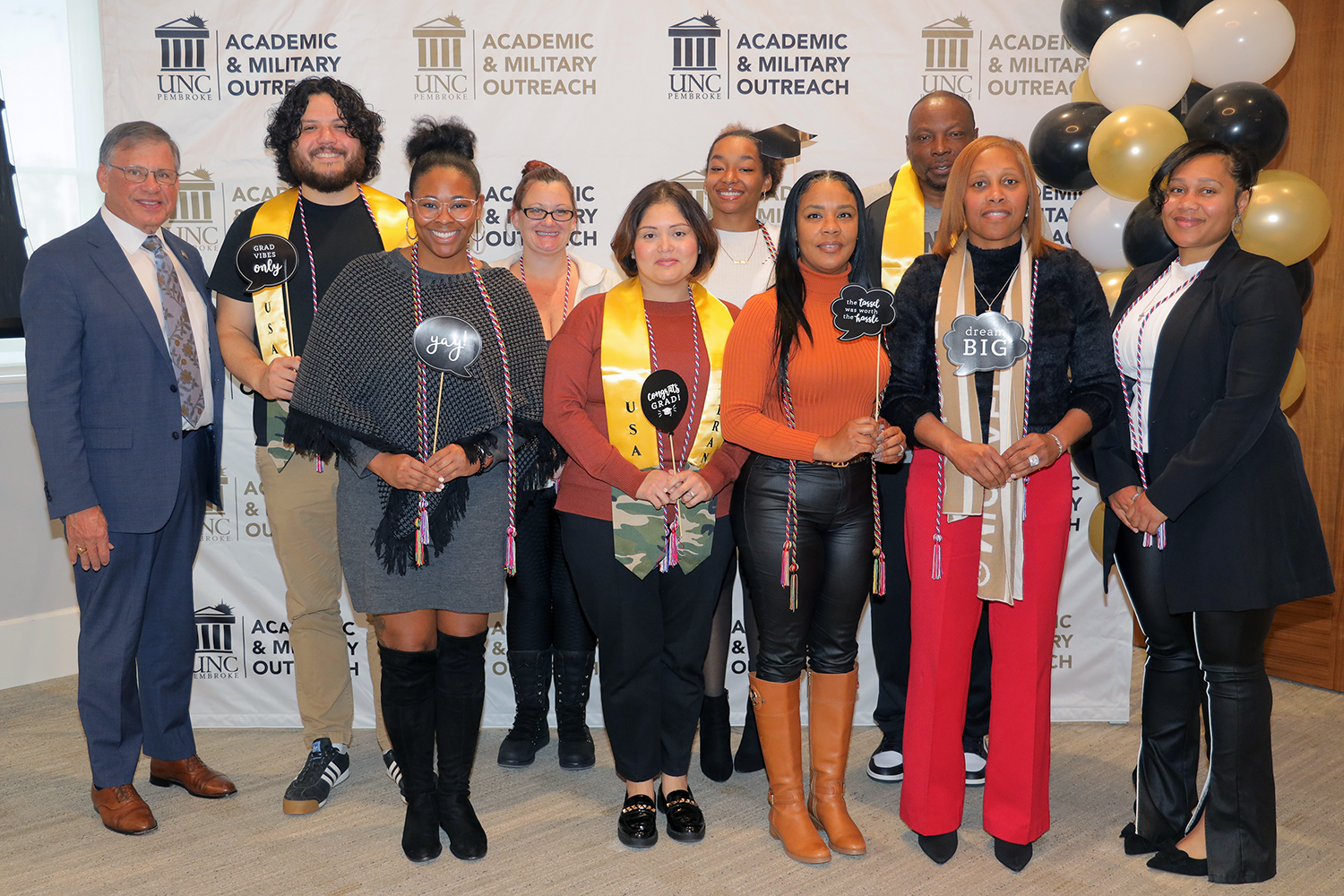 Graduating military-affiliated students gathered on the UNCP campus to receive their honor cord