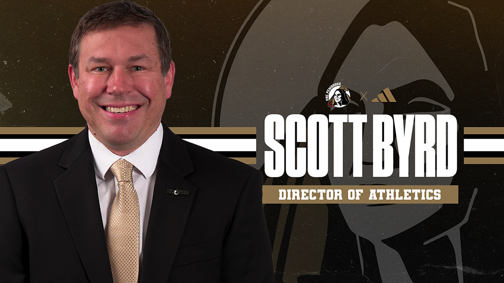 picture of Scott Byrd with his name and new title, director of athletics