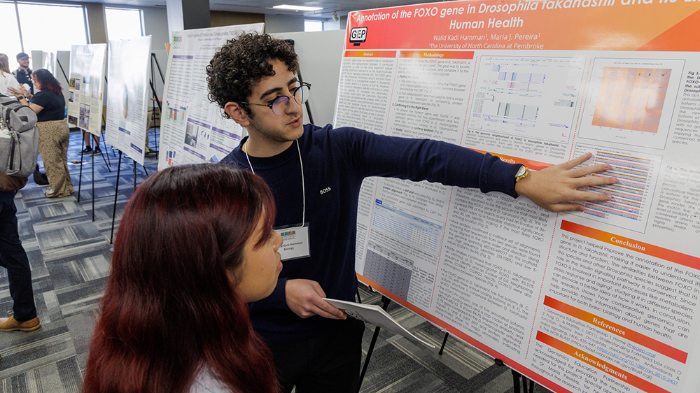 Walid Kadi Hamman discusses his research at the 19th annual PURC Symposium held on April 9, 2025.