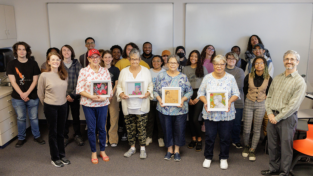 English and Art students who participated in an Intergenerational Portrait Memoir Project