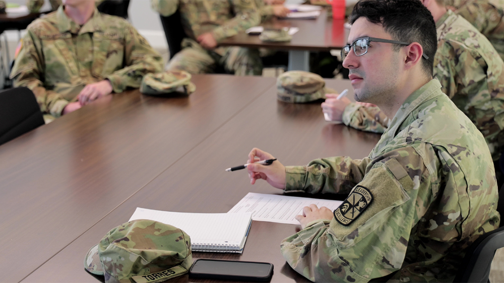 ROTC students sitting in a classroom at UNCP
