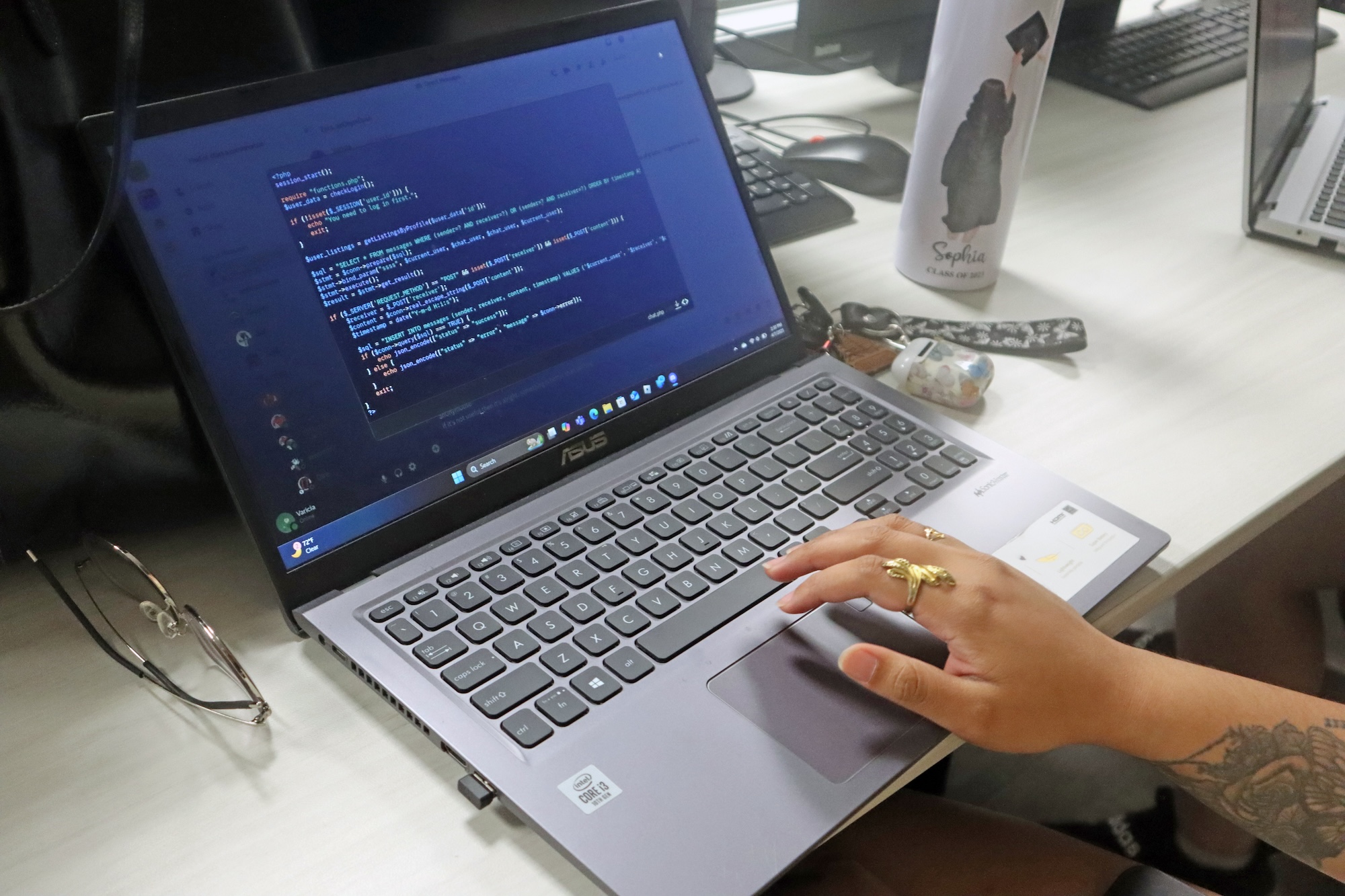 coding on laptop