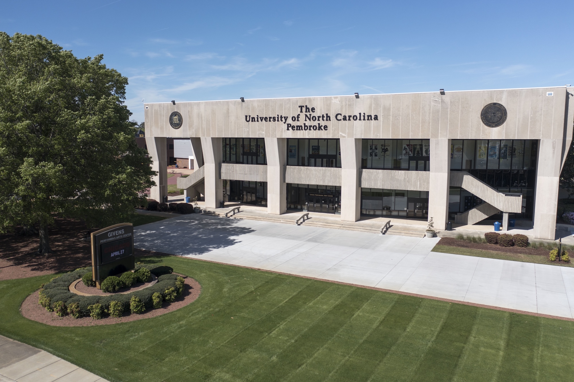 outside of UNCP Givens Performing Arts Center
