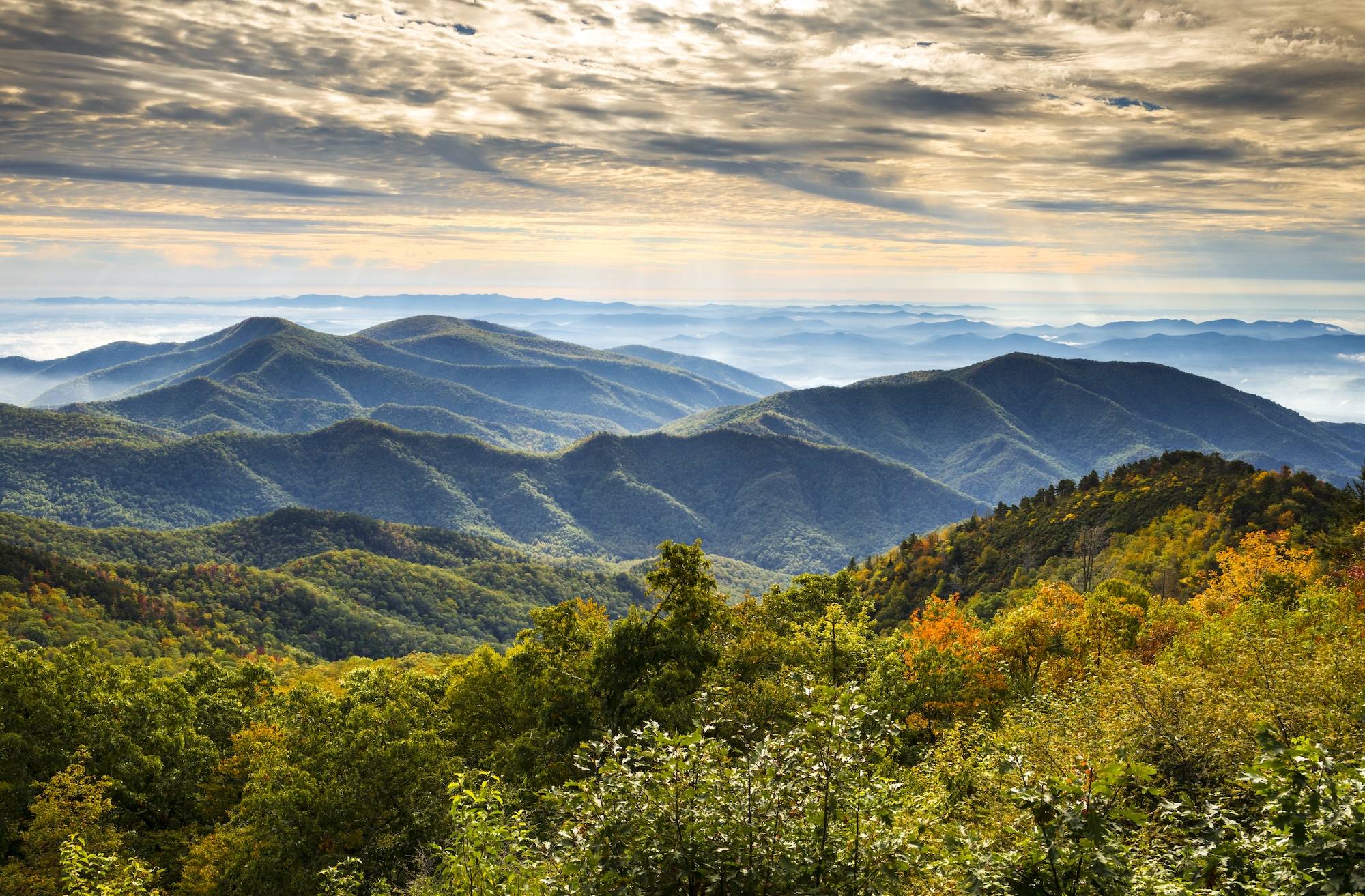 Blue Ridge Parkway National Park Sunrise Scenic Mountains Autumn Landscape