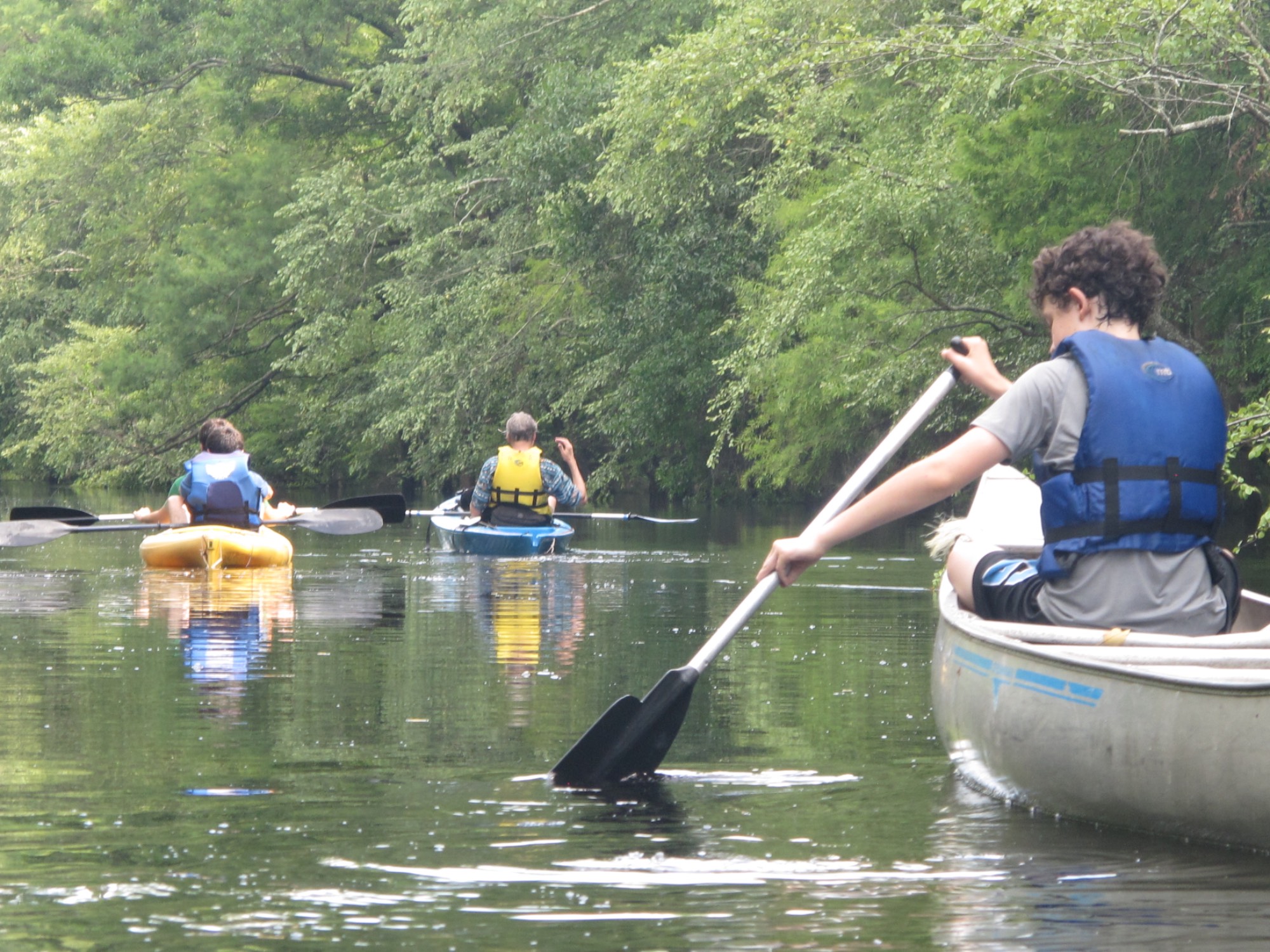 Students collect data during fieldwork along the scenic Lumber River.