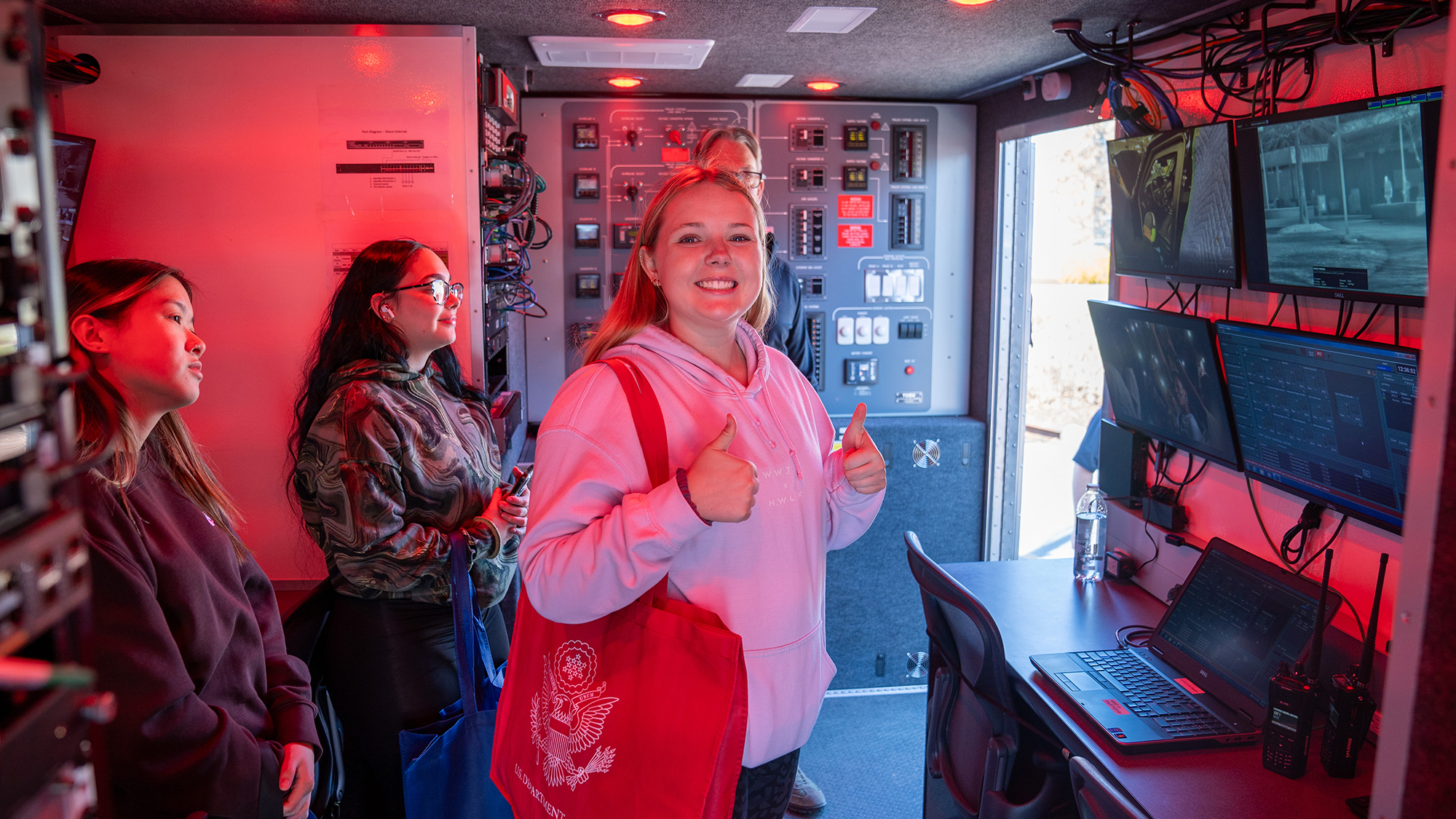 Allison Jones tours the Mobile Tactical Operations Command Center