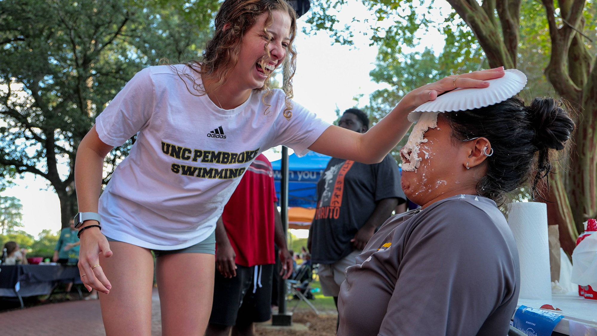 Students having fun on campus