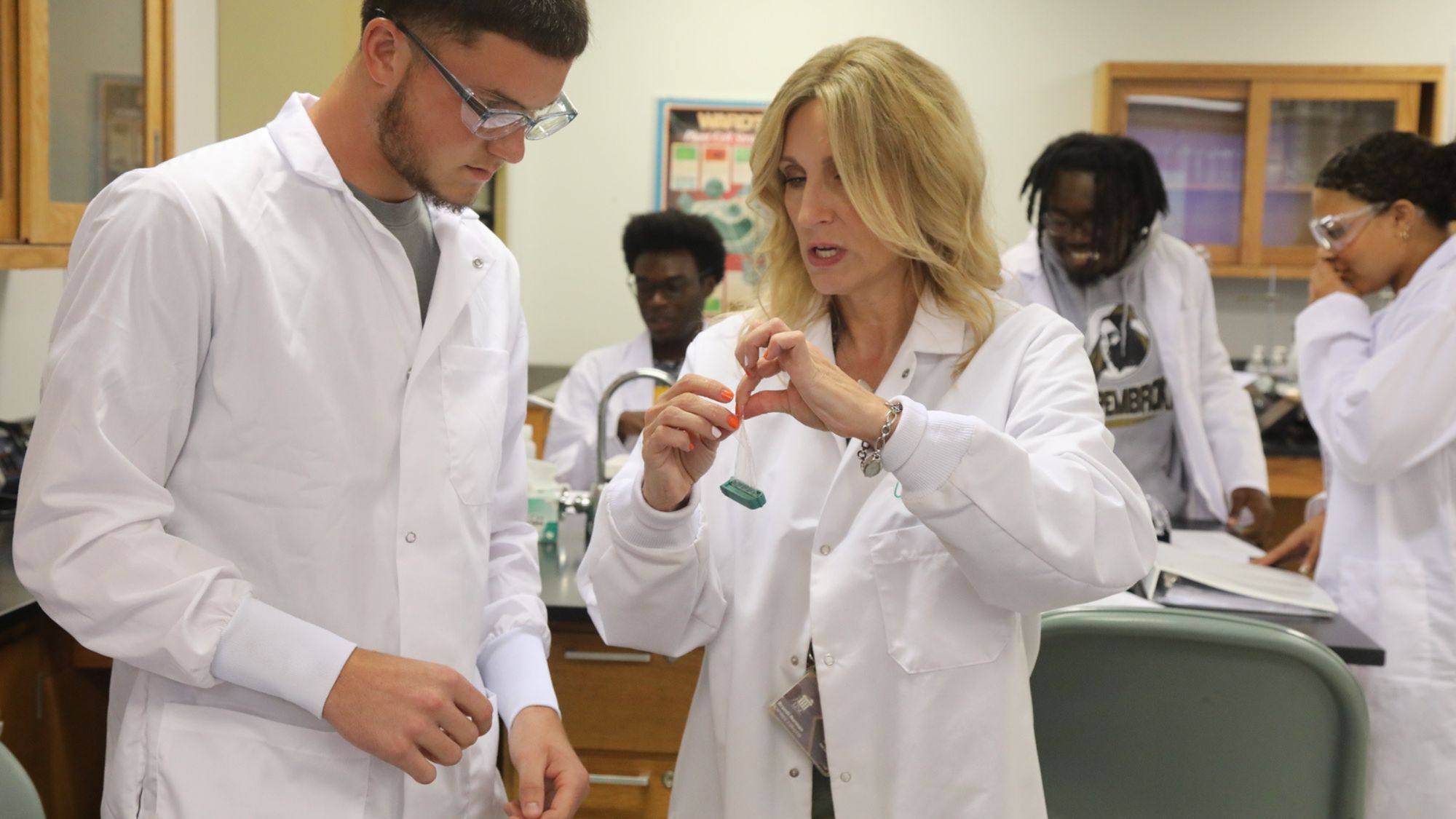 Biology students conduct hands-on research in a state-of-the-art laboratory.