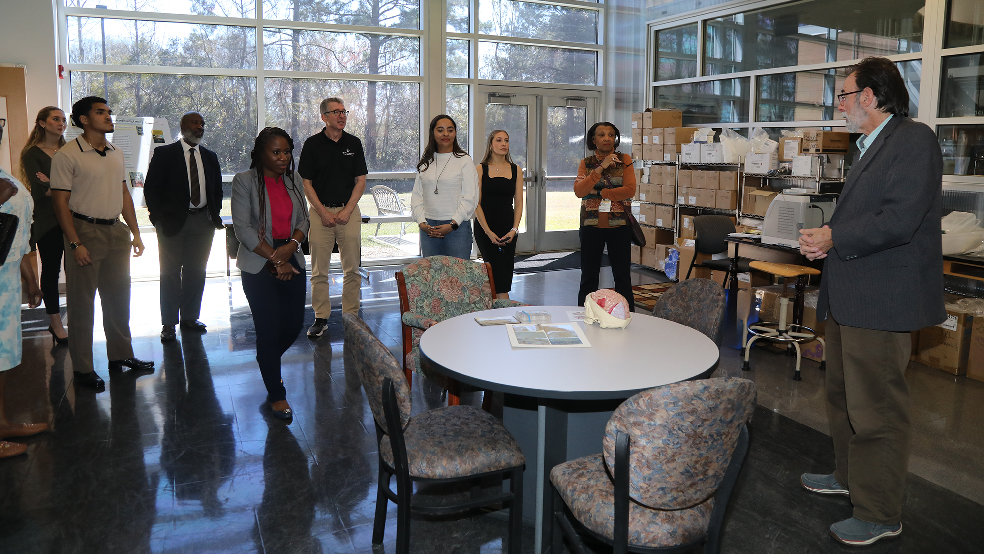 Wake Forest School of Medicine faculty tour Dr. Ben Bahr’s&nbsp;Alzheimer's Disease Research Lab.