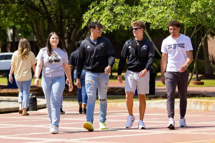 Students walking on campus