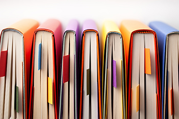 rows of colored books