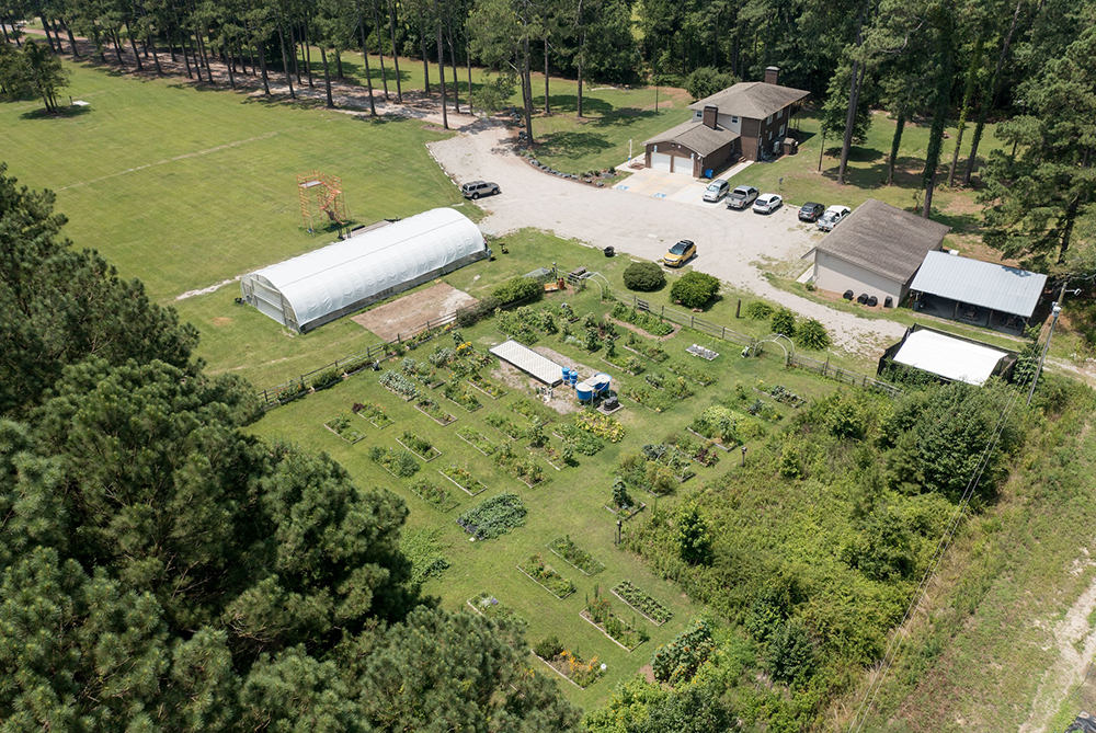 aerial view of uncp campus garden