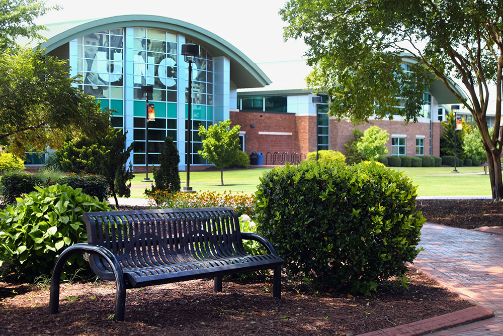 Scenic image of the UNCP campus by the Jones building