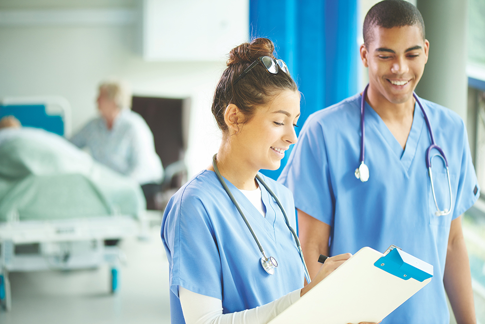 Nurses in hospital talking