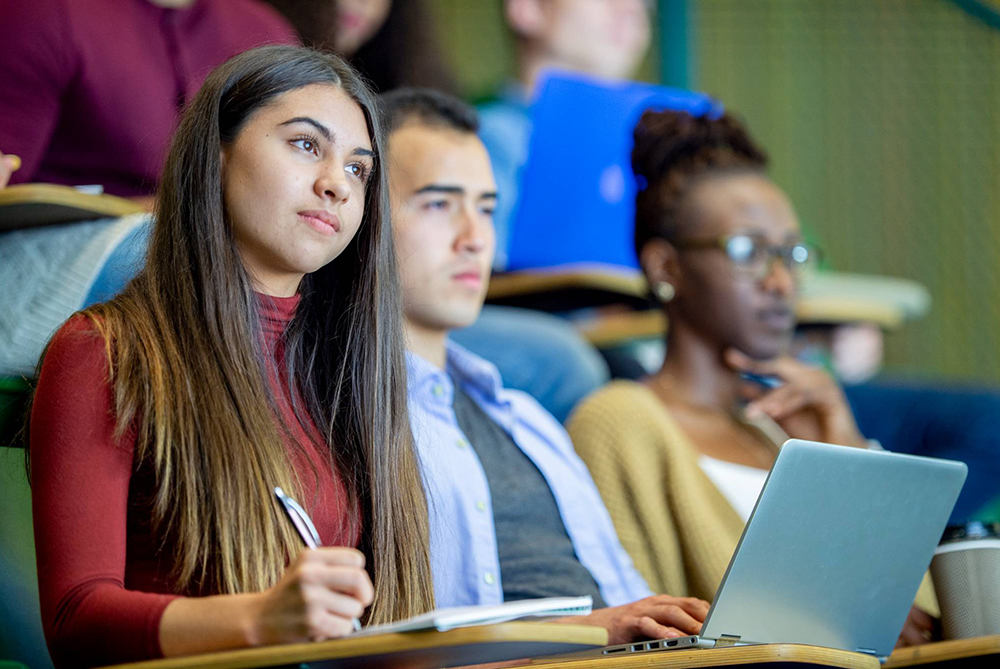 Female student in class