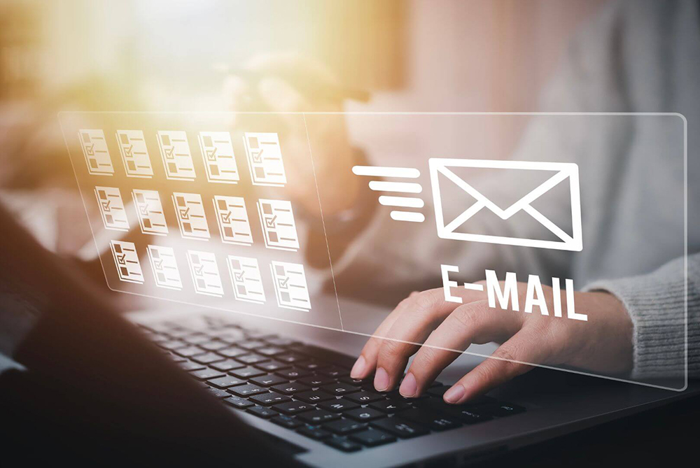 stylized depiction of email flow