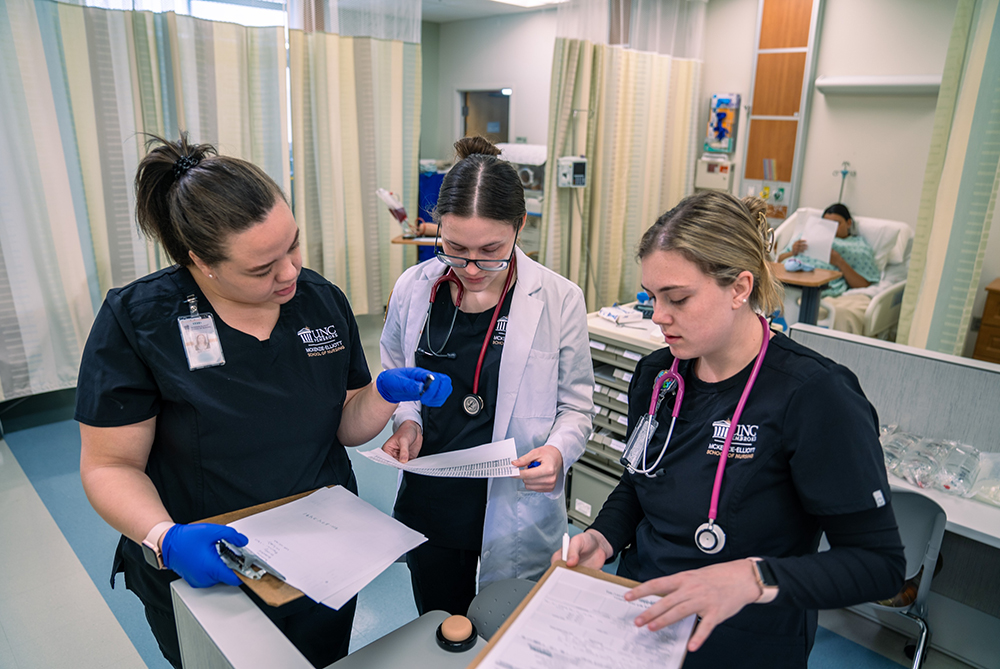 Nursing students UNCP with forms