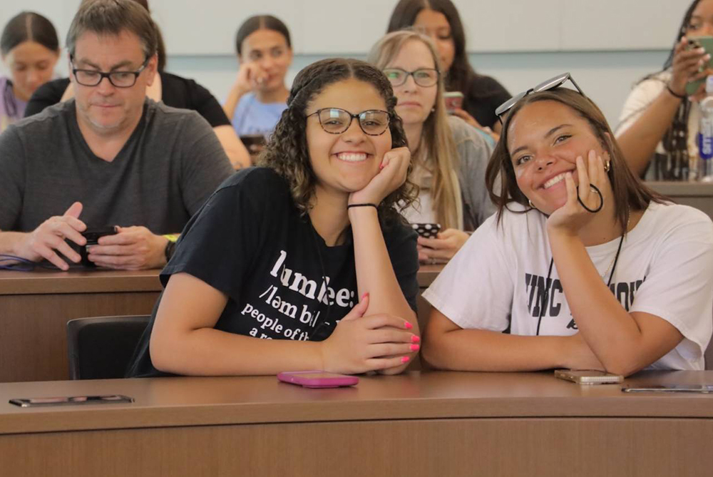 Female students at orientation