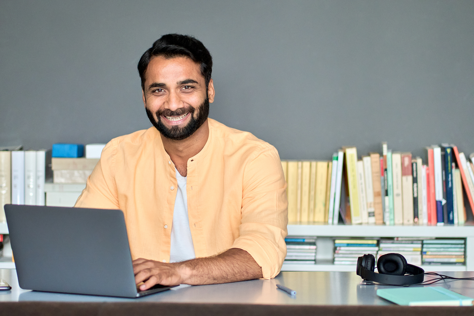 male student looking at camera
