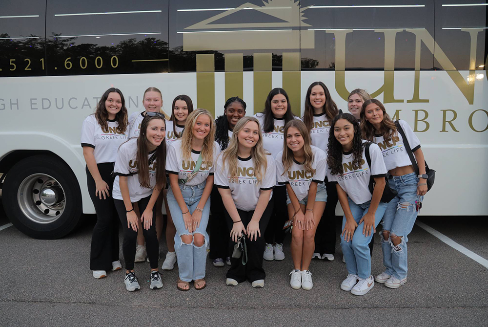 All Greek Council members in front of UNCP vehicle rental