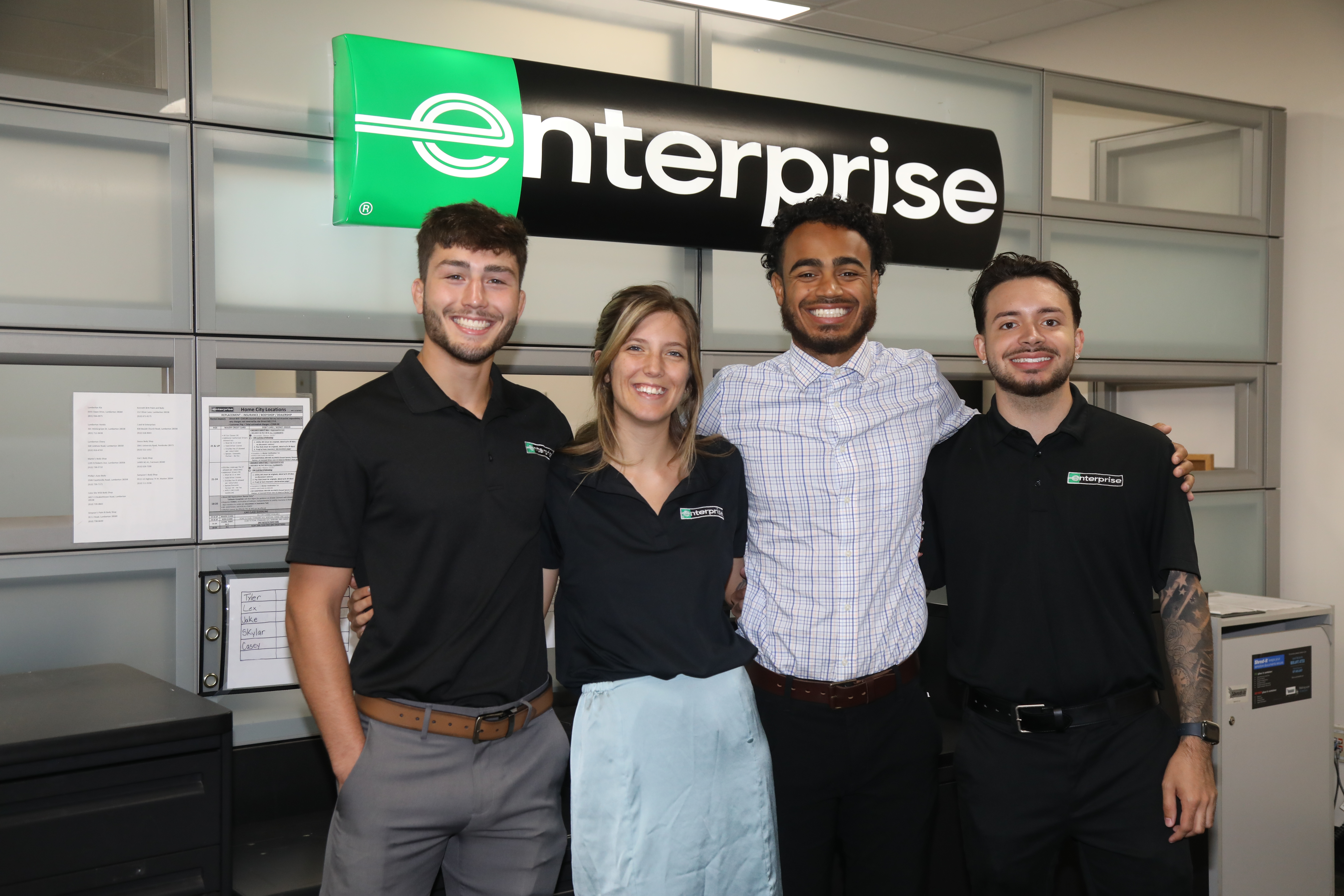 Jake Piccirilli (left), student intern, with team at Enterprise