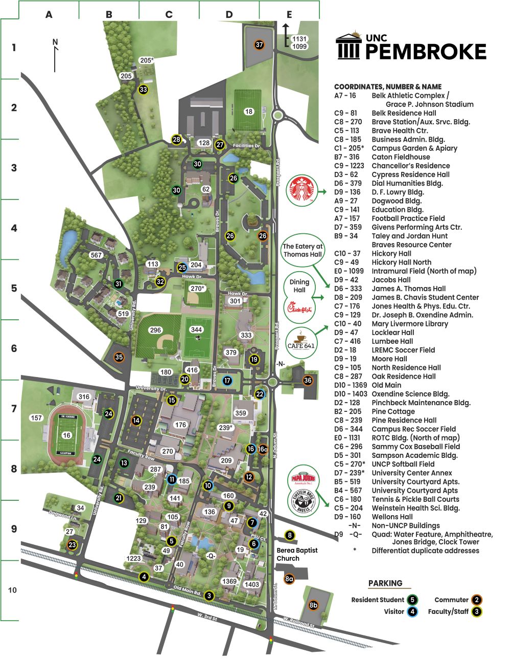 Thumbnail of UNC Pembroke's full campus map.