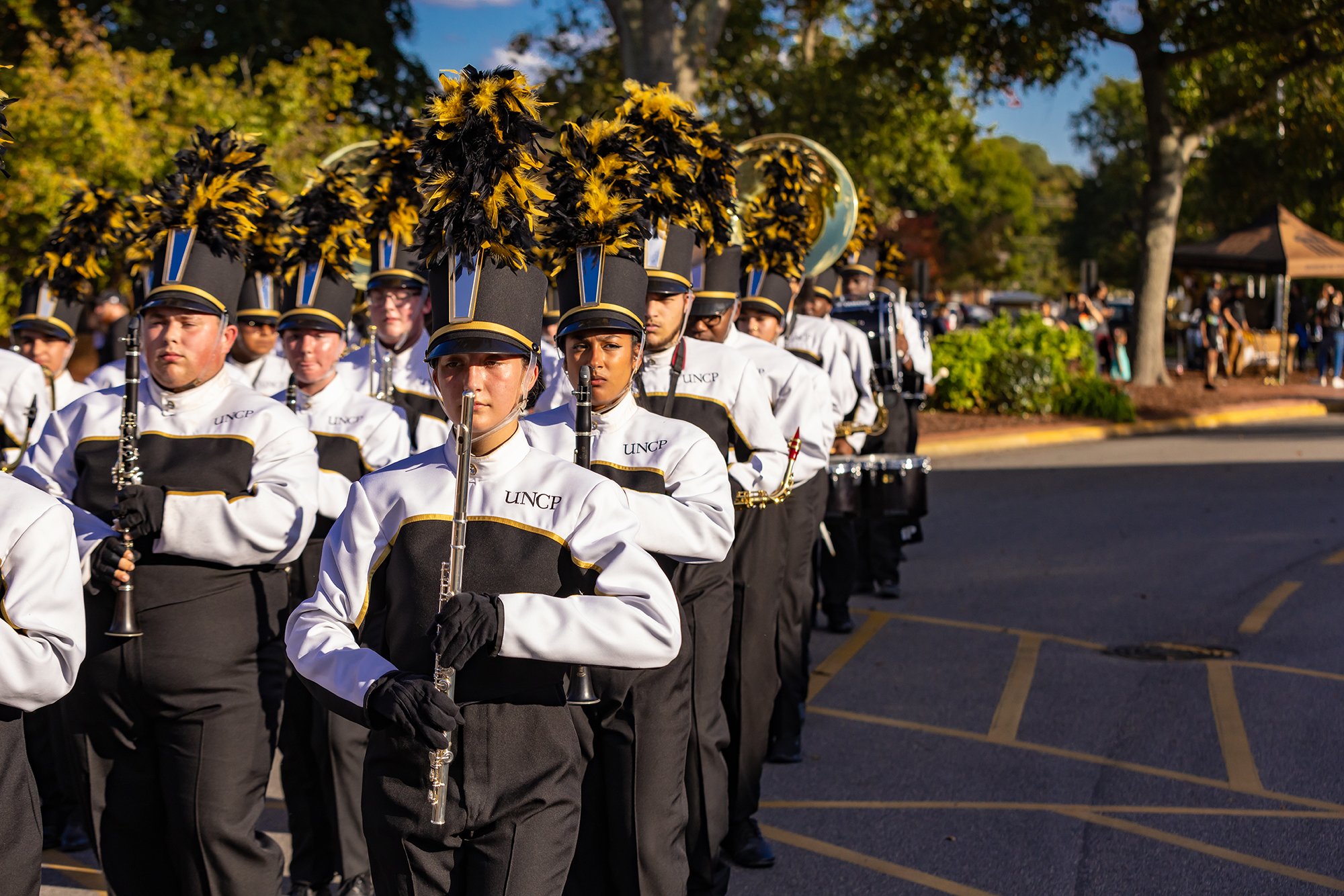 Marching band members at UNCP