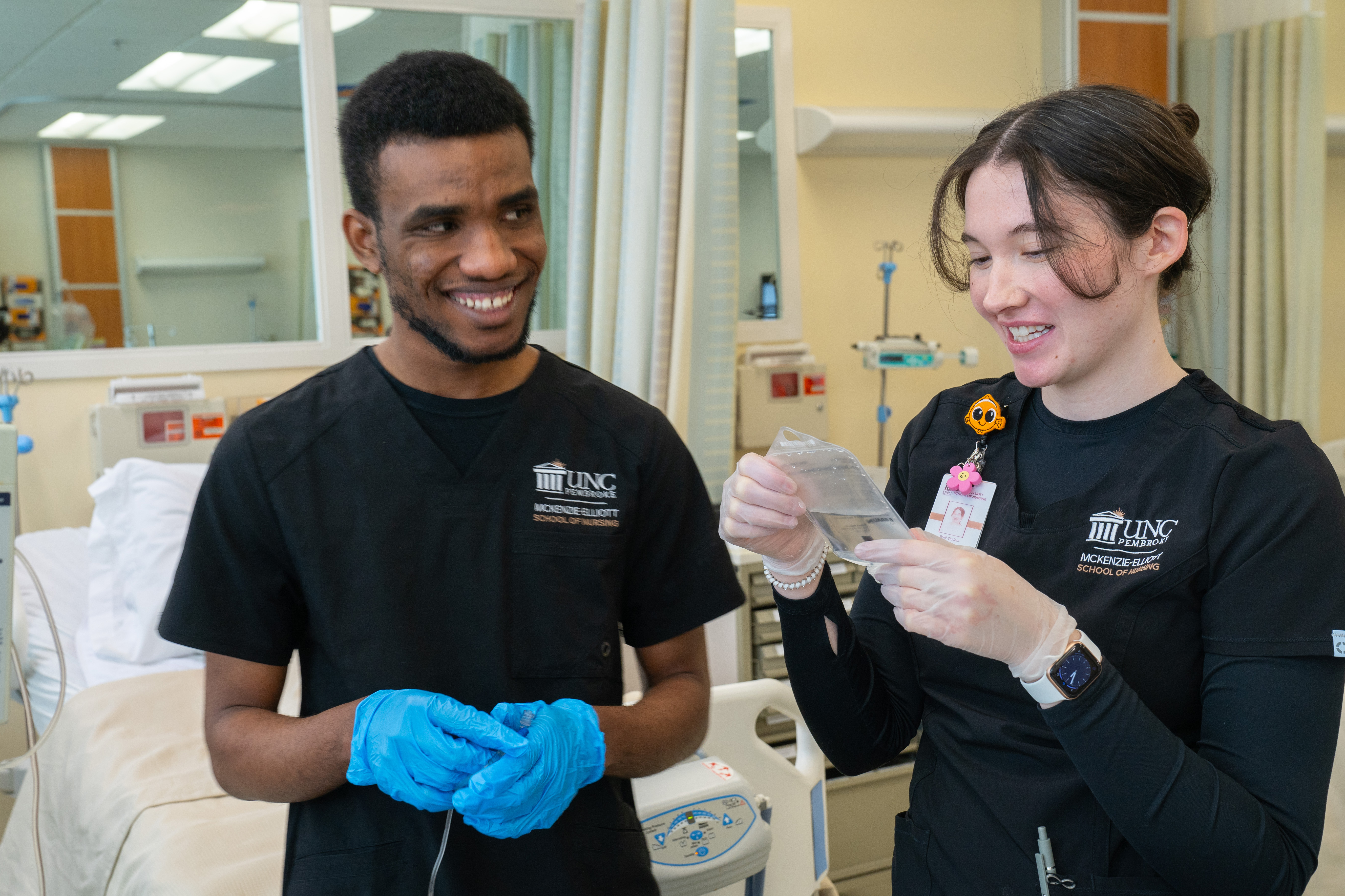 UNCP nursing students work with IV lines