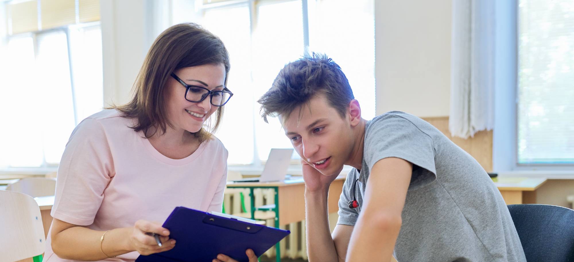 School Social Worker with student