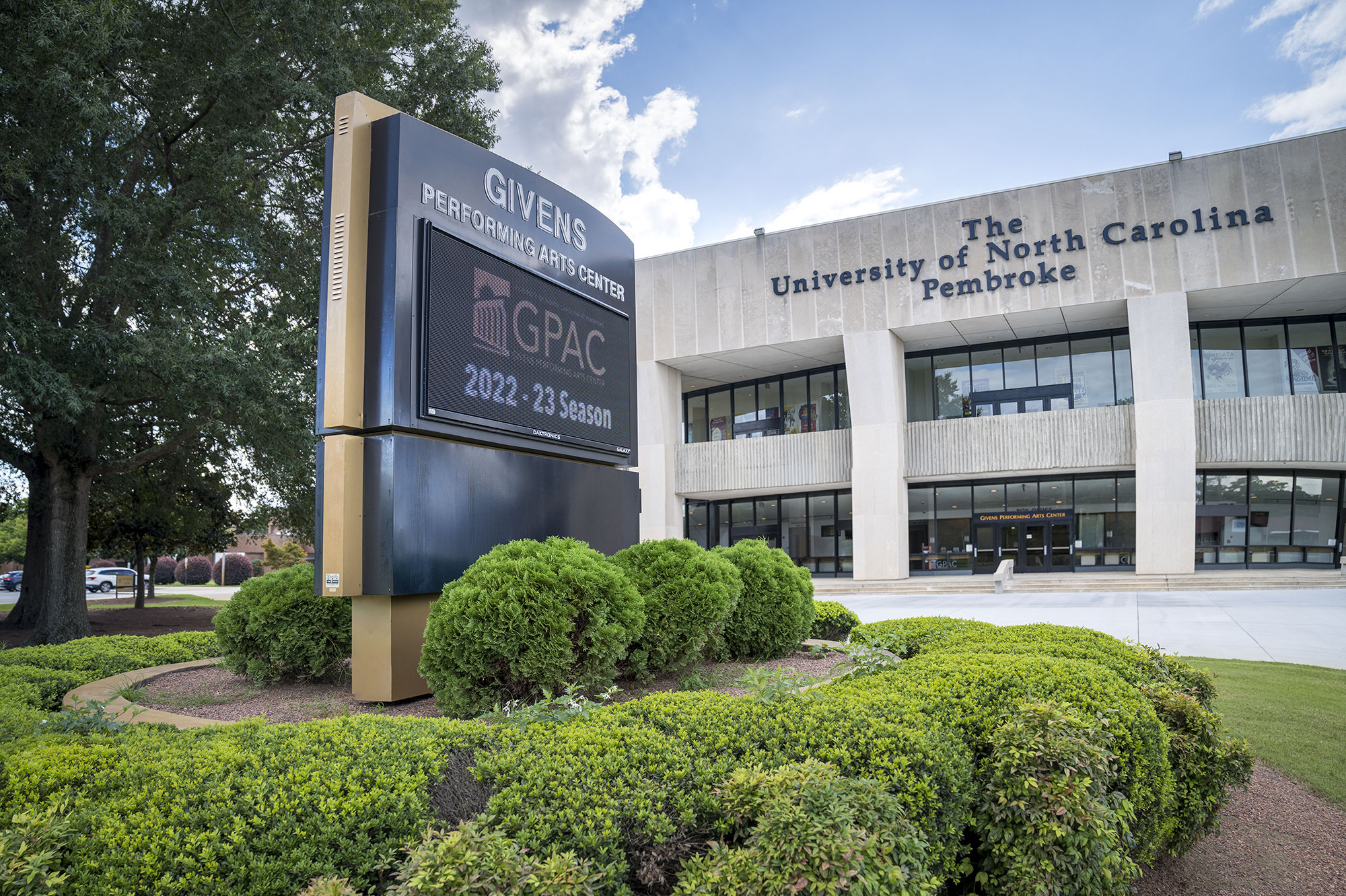 digital sign on UNCP campus display GPAC
