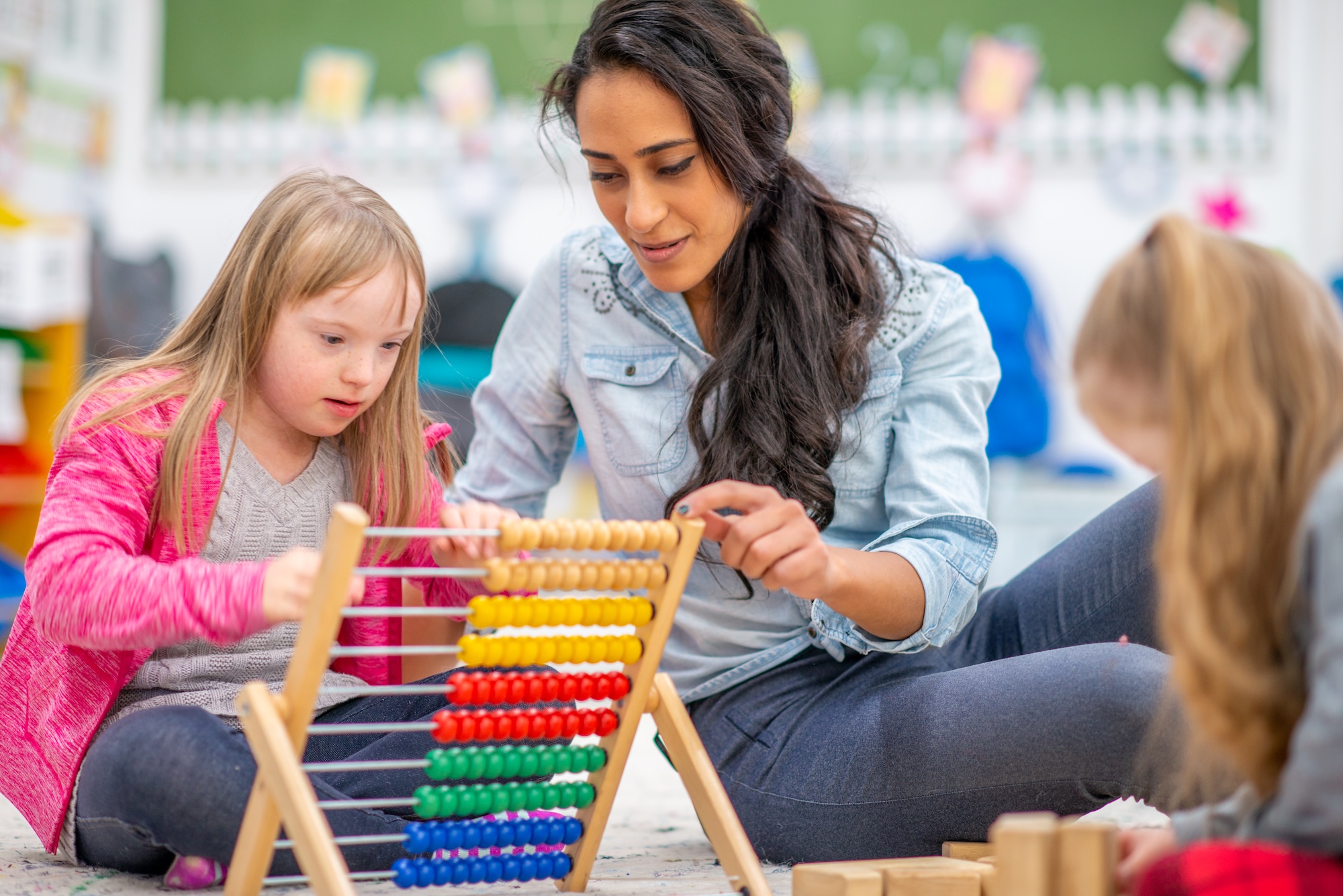 Special education teacher with a student