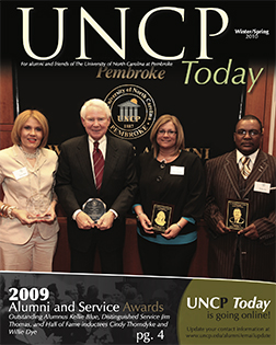 recipients at the alumni awards from the cover of the UNCP Today spring 2010 edition