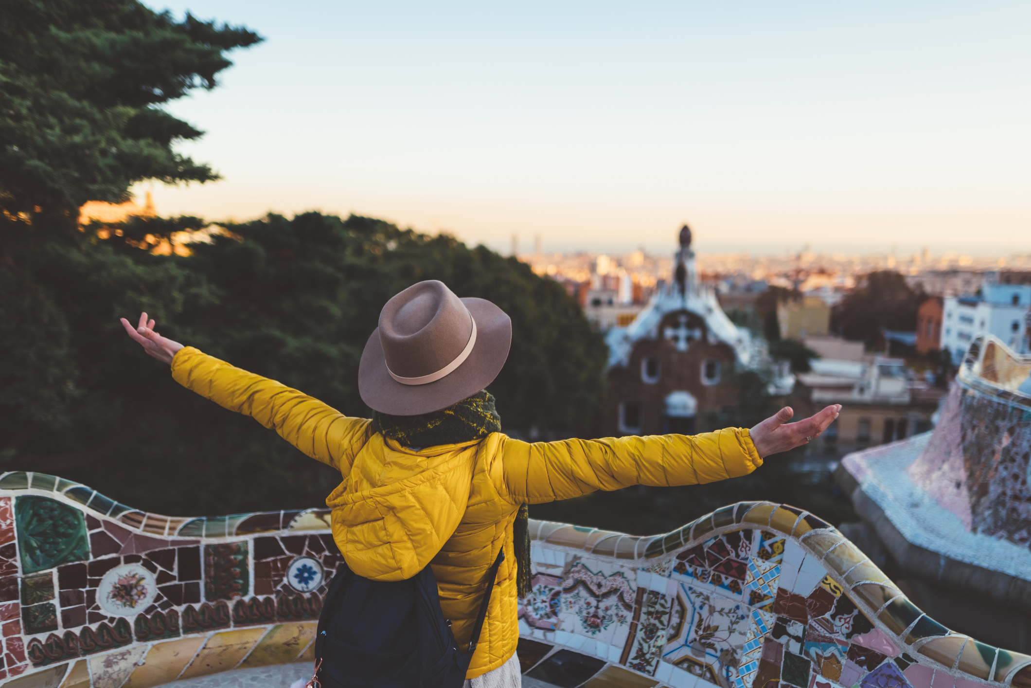 Girl with arms open studying abroad
