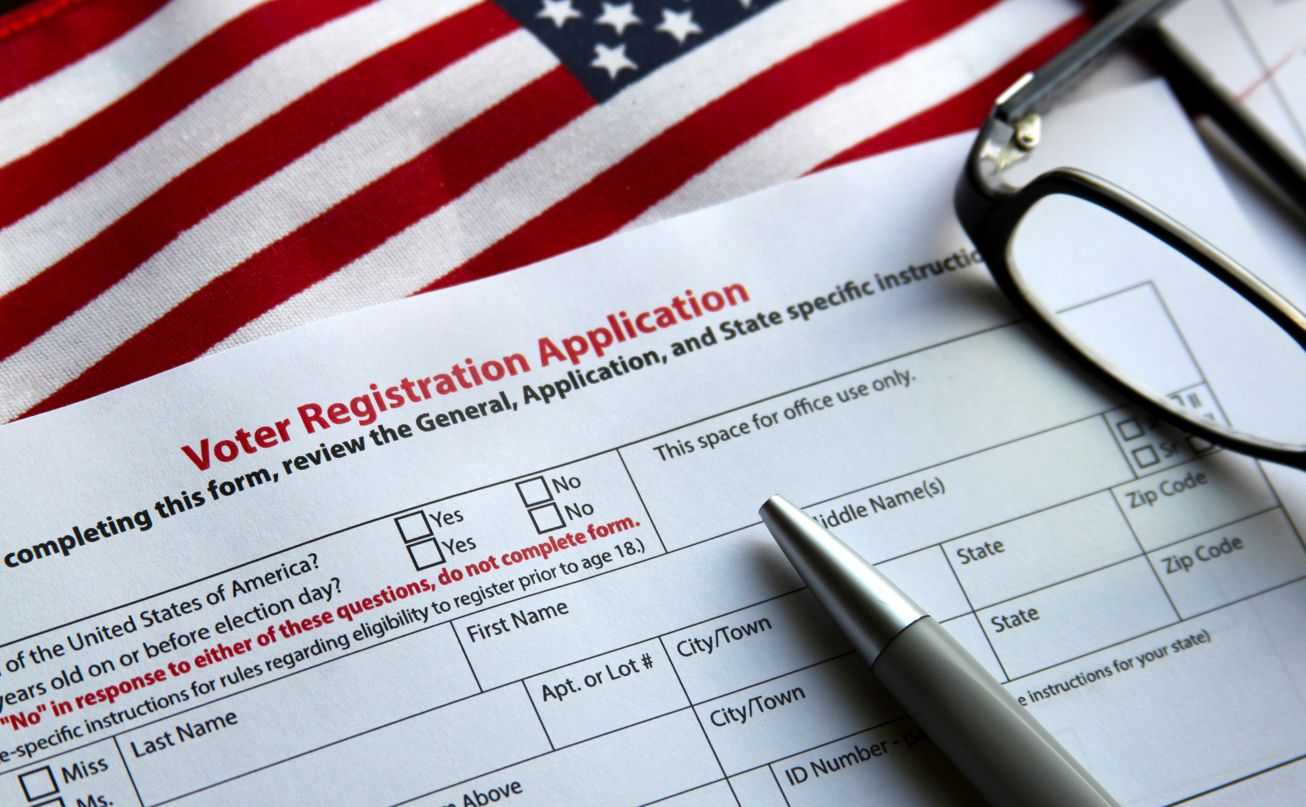 Decorative image of a voter registration application