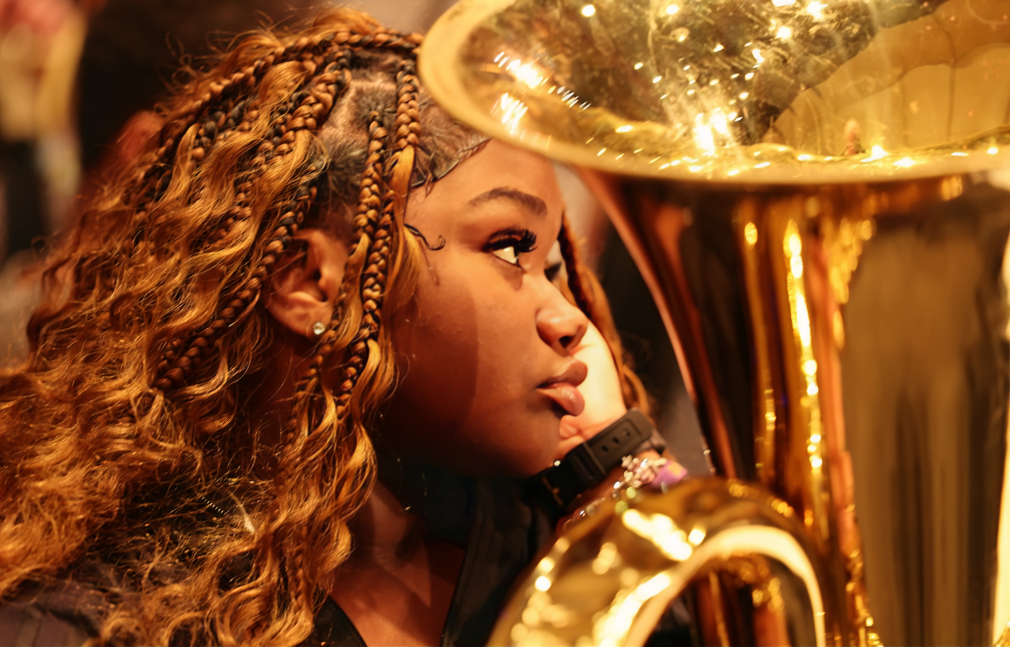 music student with tuba